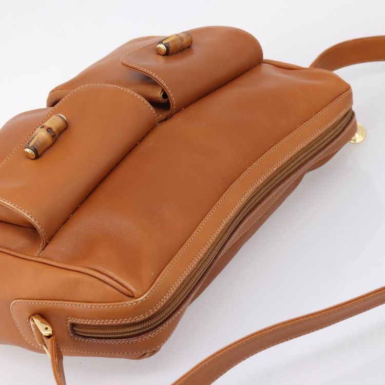 GUCCI Bamboo Shoulder Bag Leather Brown Gold Auth ep16426 - Jerrillo image 6