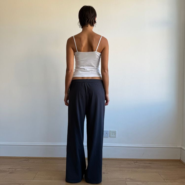 Navy Adidas 3 stripe wide leg yoga pants - Size L image 6