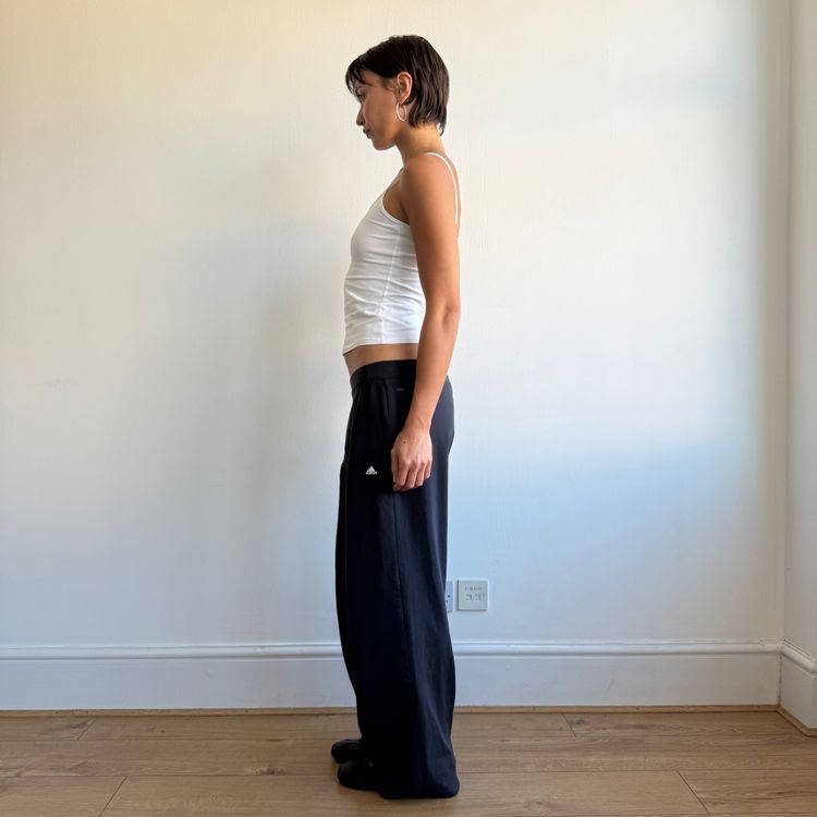 Navy Adidas 3 stripe wide leg yoga pants - Size L image 4