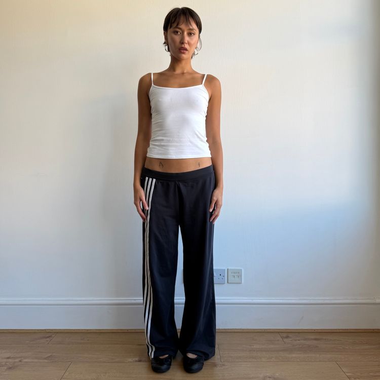 Navy Adidas 3 stripe wide leg yoga pants - Size L image 9