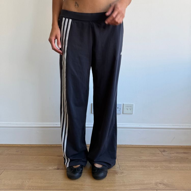Navy Adidas 3 stripe wide leg yoga pants - Size L image 8