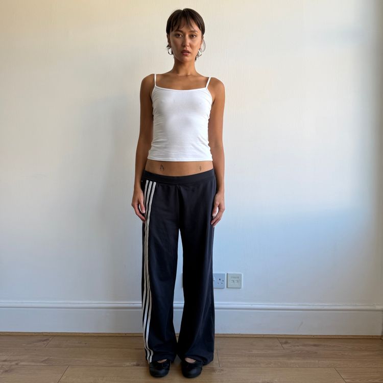Navy Adidas 3 stripe wide leg yoga pants - Size L image 7