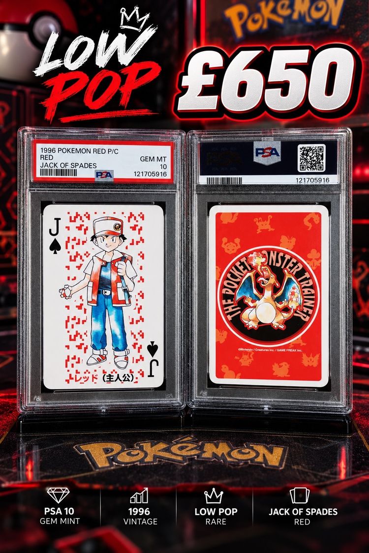 PSA 10 1996 Pokemon Red Jack Of Spades Playing Card image 1
