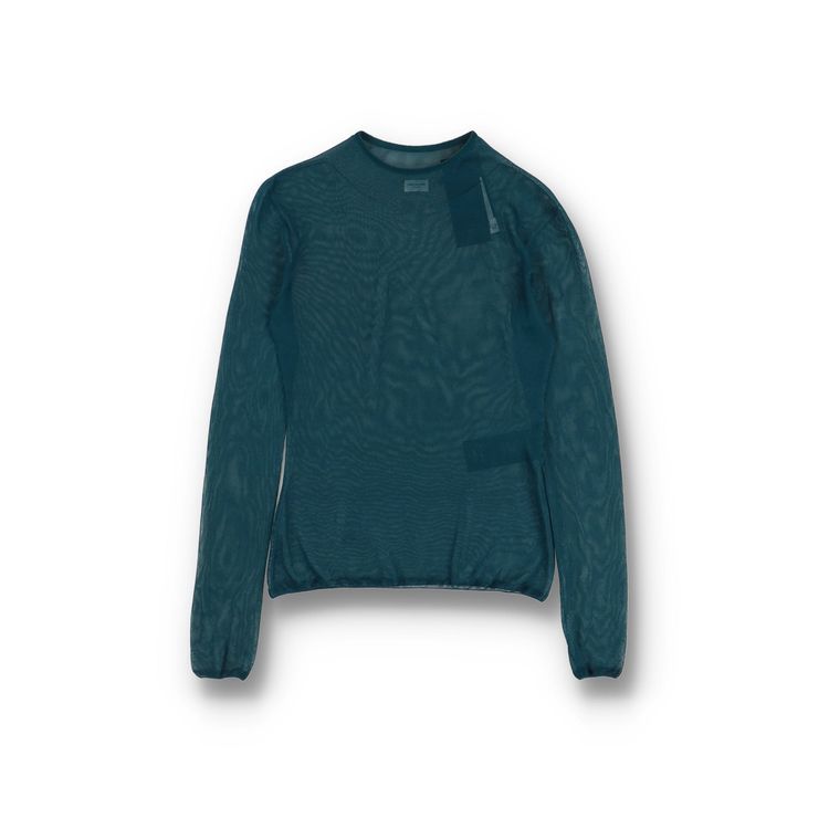Saint Laurent Paris Blue Sheer Silk Long Sleeve Top