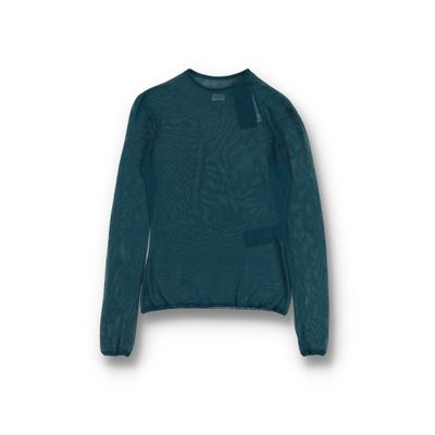Saint Laurent Paris Blue Sheer Silk Long Sleeve Top