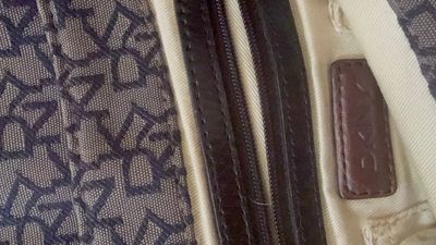 Vintage Y2K DKNY shoulder bag. Monogram brown leather trim. 6