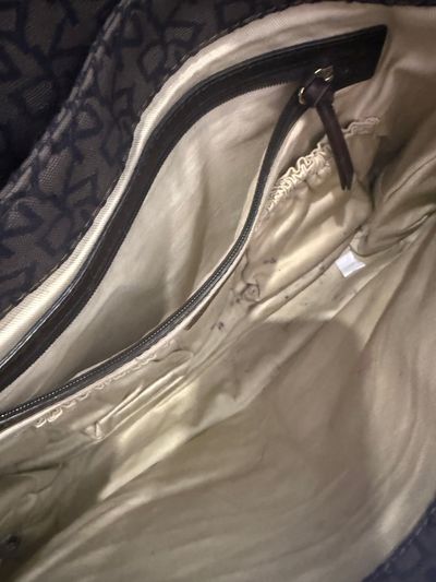 Vintage Y2K DKNY shoulder bag. Monogram brown leather trim. 7