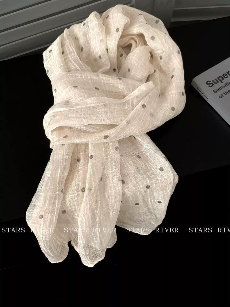Cream Polka Dot Scarf image 2