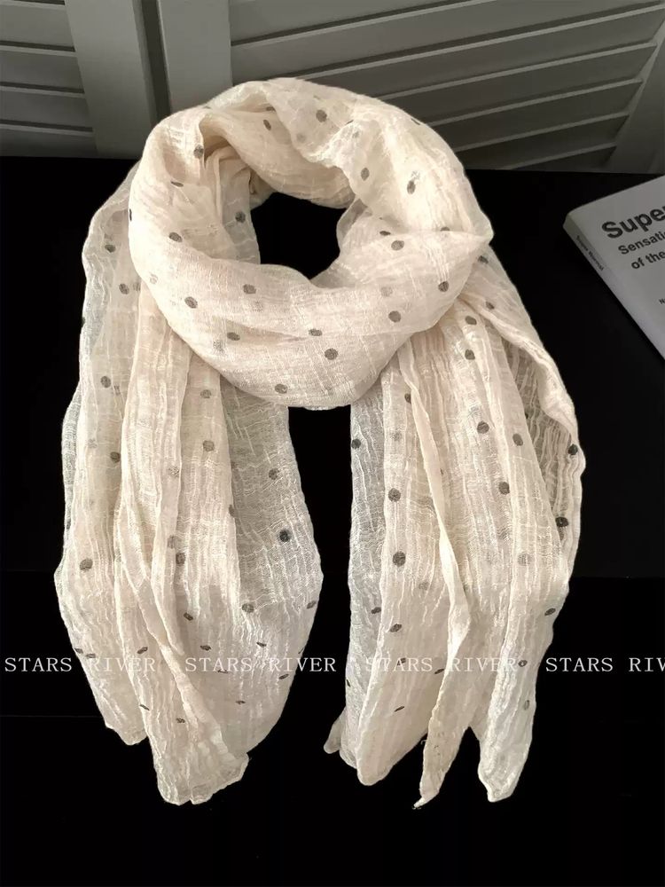 Cream Polka Dot Scarf image 1