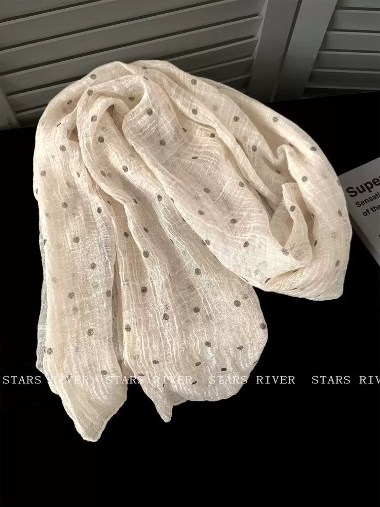 Cream Polka Dot Scarf image 5