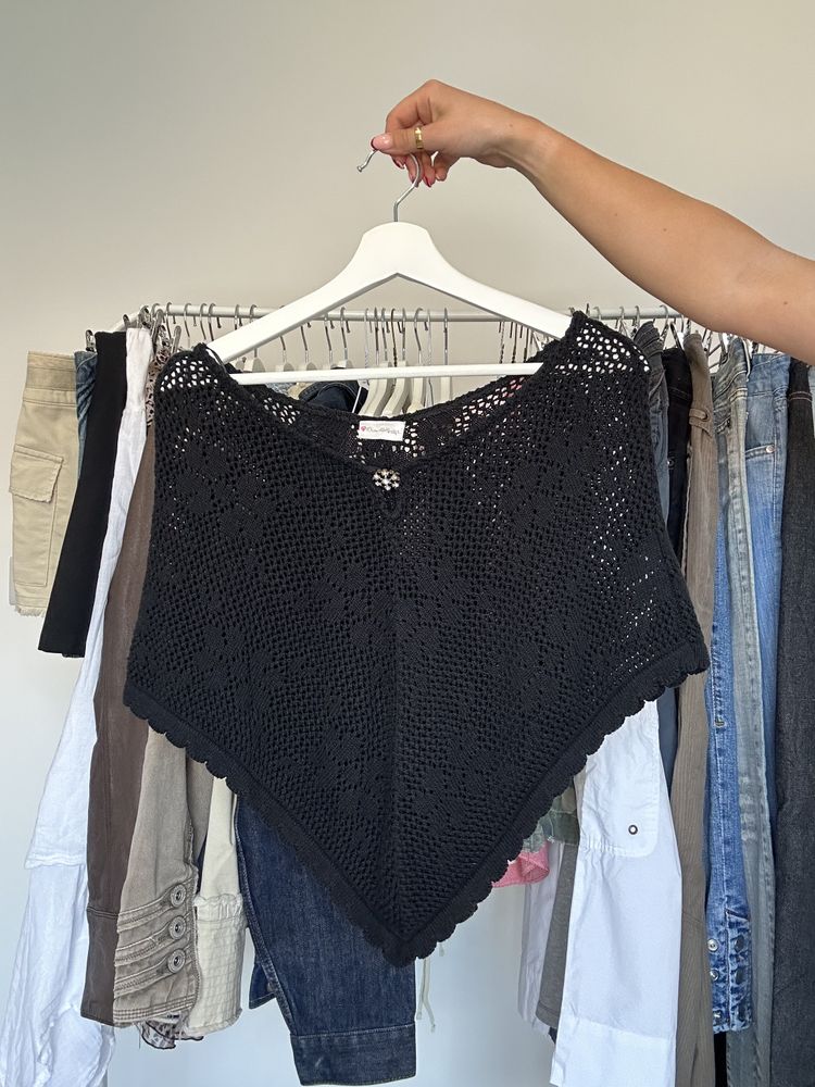 Miss Selfridge Vintage Black Crochet Poncho product image