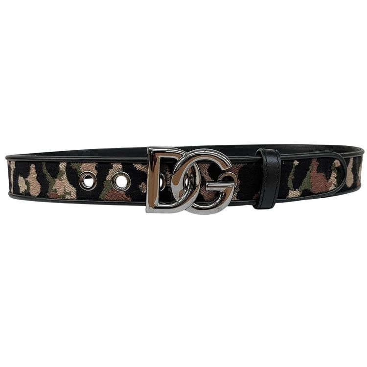 Dolce & Gabbana Leather and Canvas Camoflauge Belt