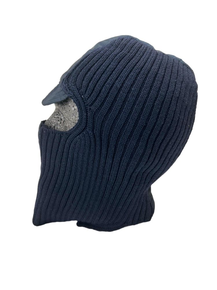 Prada Linea Rossa Blue Ribbed Wool Balaclava With Soft Nylon Peak & Panelling 4