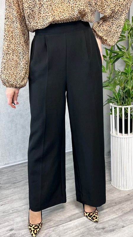Other Spodnie eleganckie z szerokimi nogawami czarne z wysokim stanem rozmiar 44 16 plus size product image