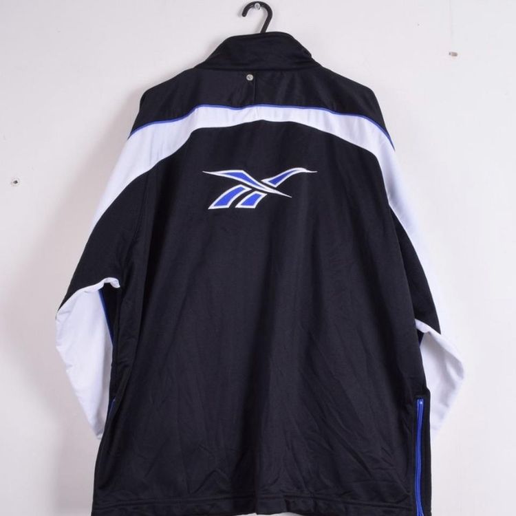 Vintage Reebok black and white and blue embroidered tracksuit track jacket top 4