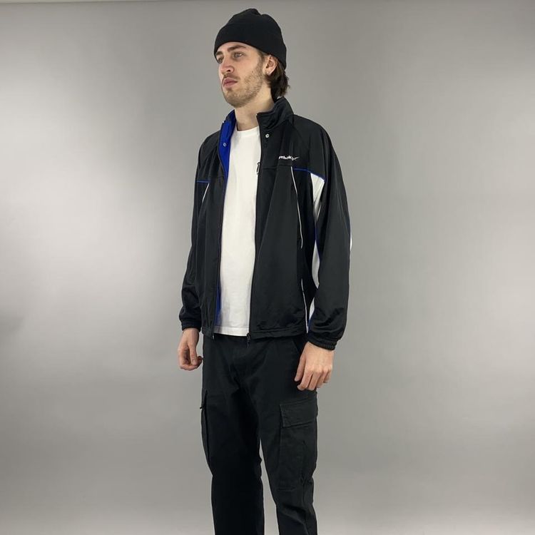 Vintage Reebok black and white and blue embroidered tracksuit track jacket top 2