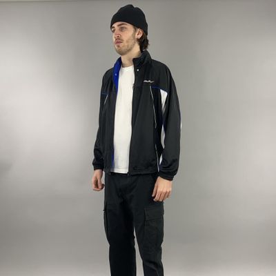 Vintage Reebok black and white and blue embroidered tracksuit track jacket top 2