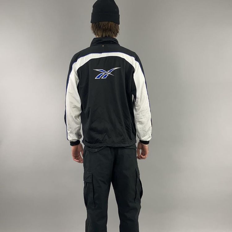 Vintage Reebok black and white and blue embroidered tracksuit track jacket top 3