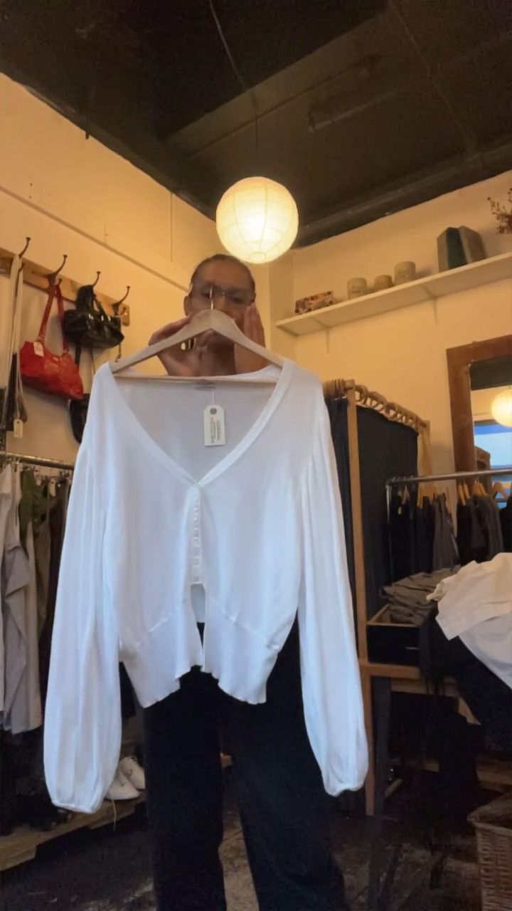 Other off the shoulder white slouchy knit batwing cardigan  product image