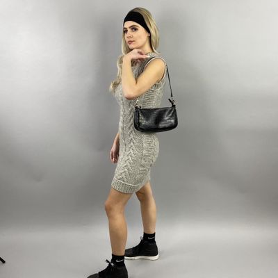Vintage dolce and gabbana grey cable knit sleeveless dress 45% wool 30% acrylic 25% alpaca 3