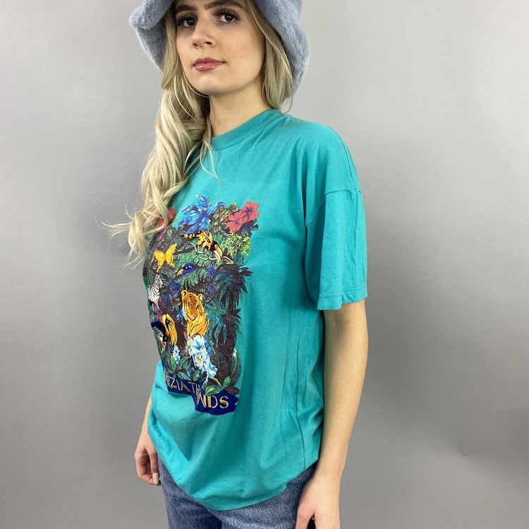 Krizia turquoise embroidered and printed t shirt image 3