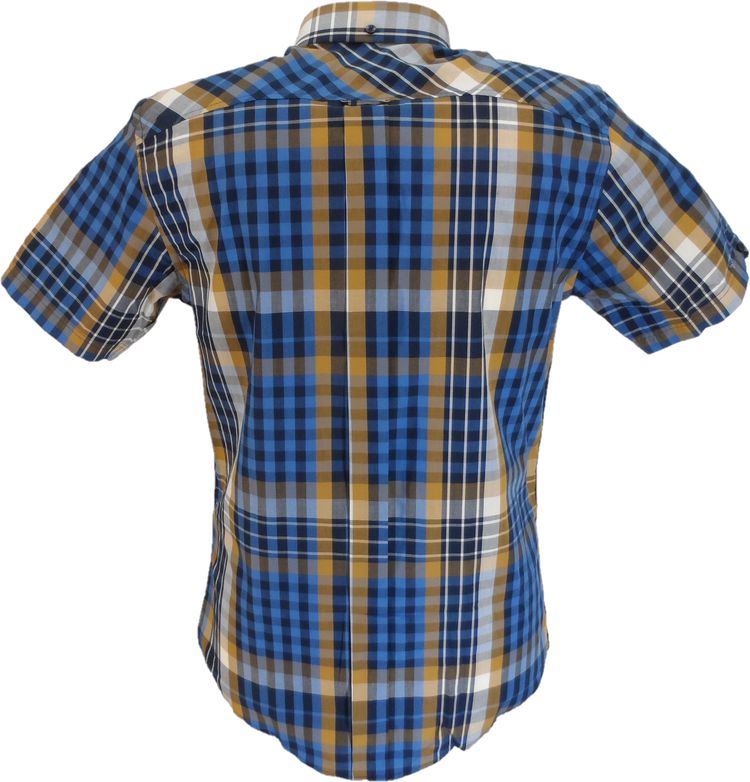 Ben Sherman Mens Lapis Blue Checked Short Sleeved Shirt image 3