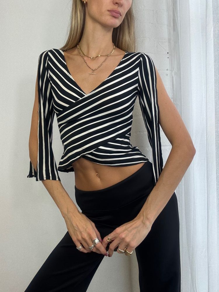 Black And White Striped Top