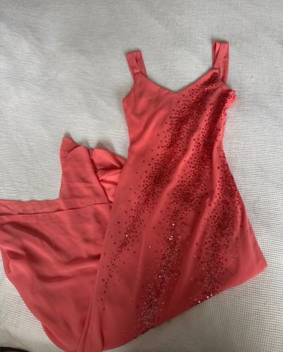 Yve London Coral Sleeveless Dress With Sequin Embellishments