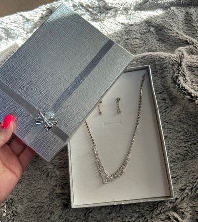 Silver-Tone Necklace And Earrings Set