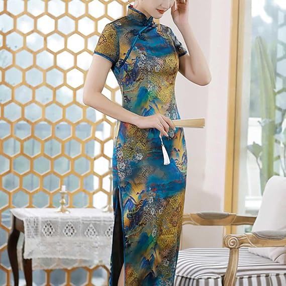 Multicolor Cheongsam Dress obraz 3