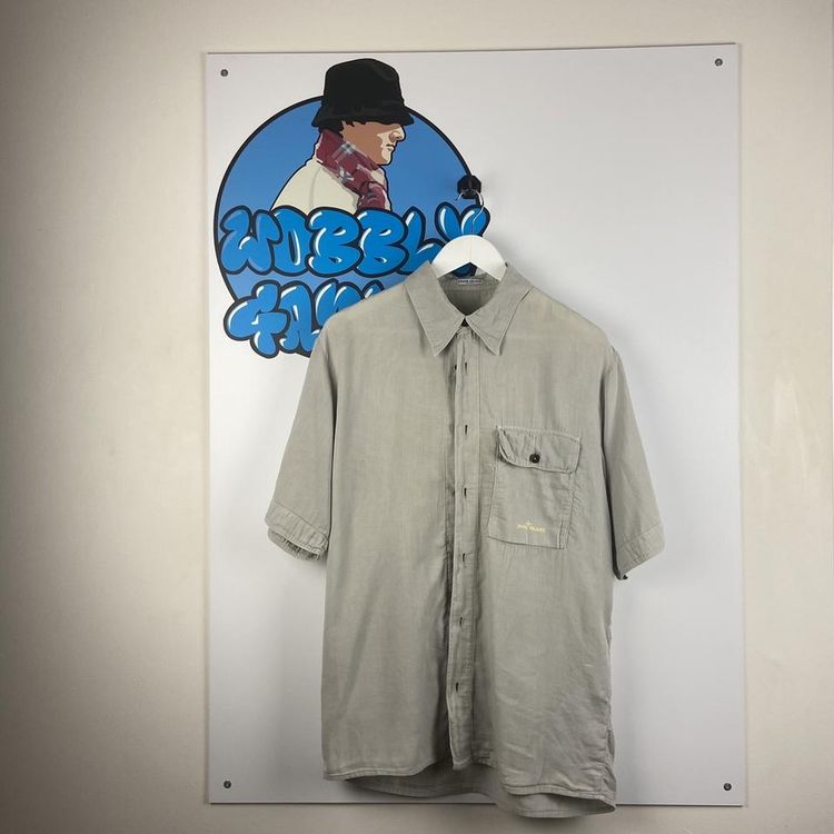 Stone Island Stone Island button up, with bright yellow Stone Island branding on the chest pocket and the buttons product image