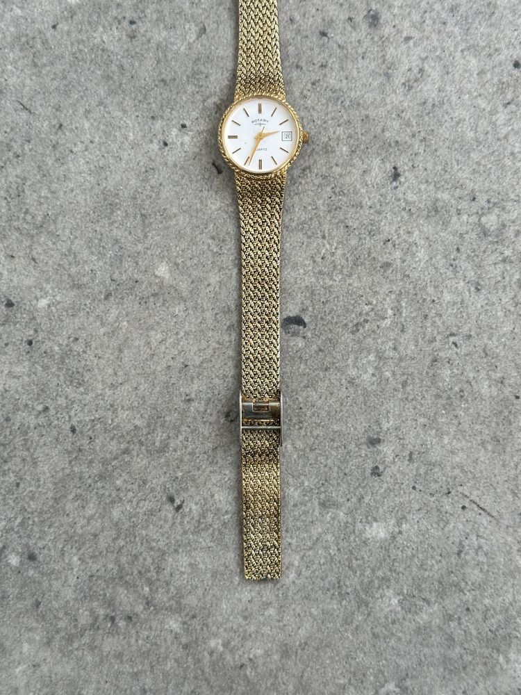Rotary 1980s Gold Plated Quartz Bracelet Logo Watch obraz 2