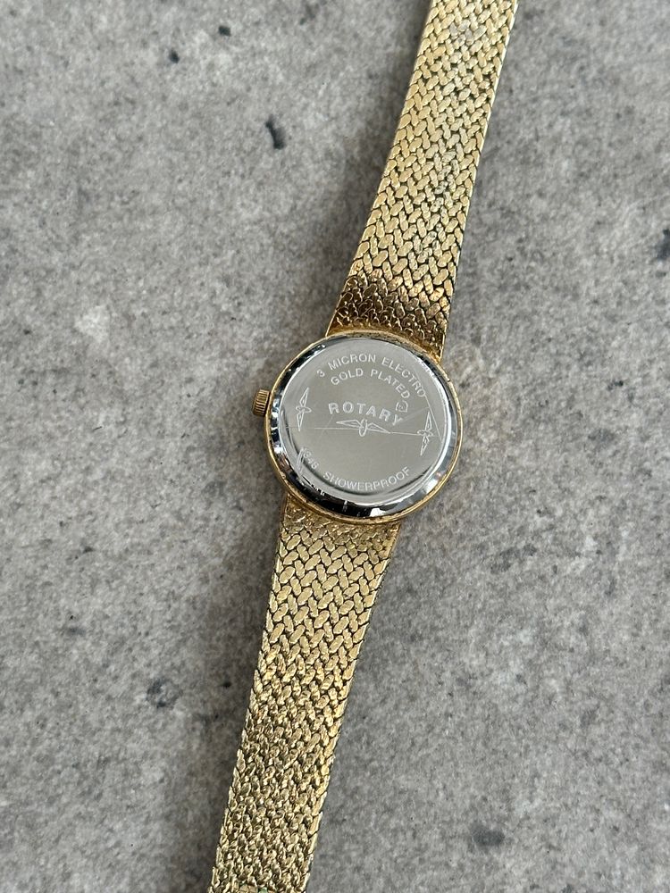 Rotary 1980s Gold Plated Quartz Bracelet Logo Watch obraz 6