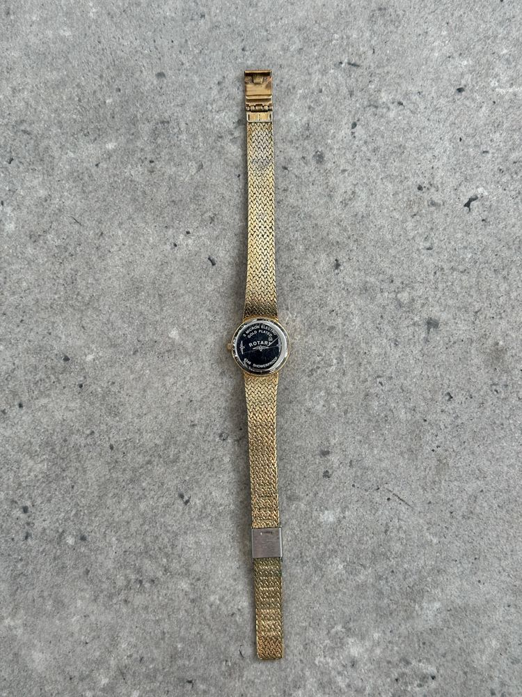 Rotary 1980s Gold Plated Quartz Bracelet Logo Watch obraz 7