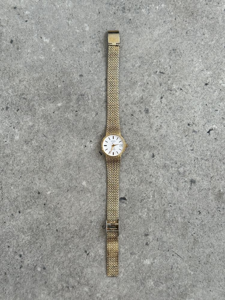 Rotary 1980s Gold Plated Quartz Bracelet Logo Watch obraz 1