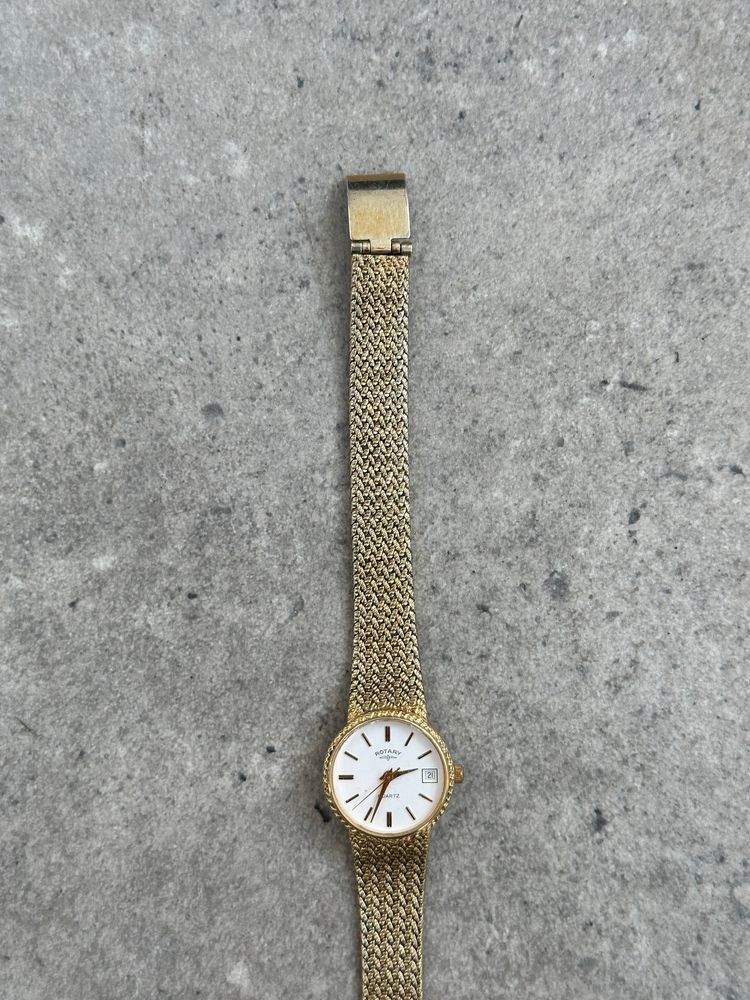 Rotary 1980s Gold Plated Quartz Bracelet Logo Watch obraz 12