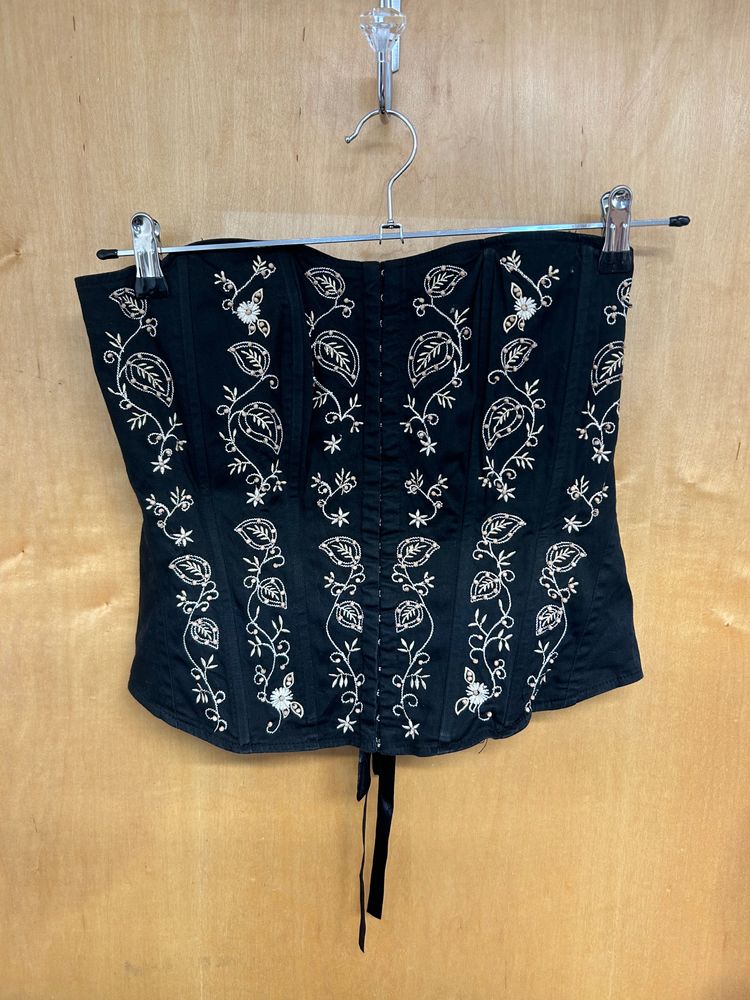 vintage y2k black beaded corset top