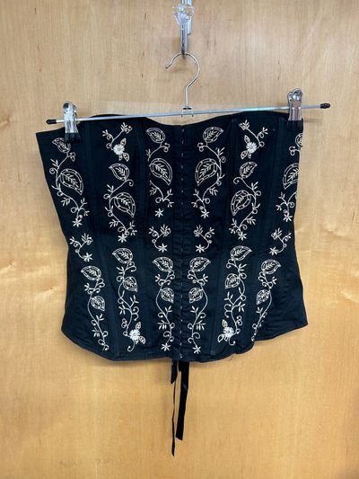 vintage y2k black beaded corset top