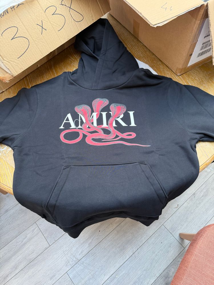 Amiri Black Hoodie With Red Snake Graphic RRP £900