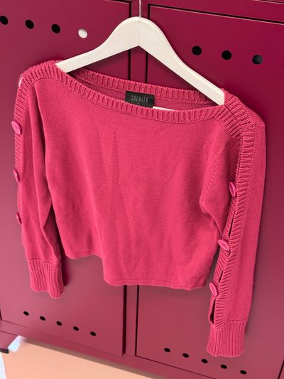 Pink Button sleeve Sweater