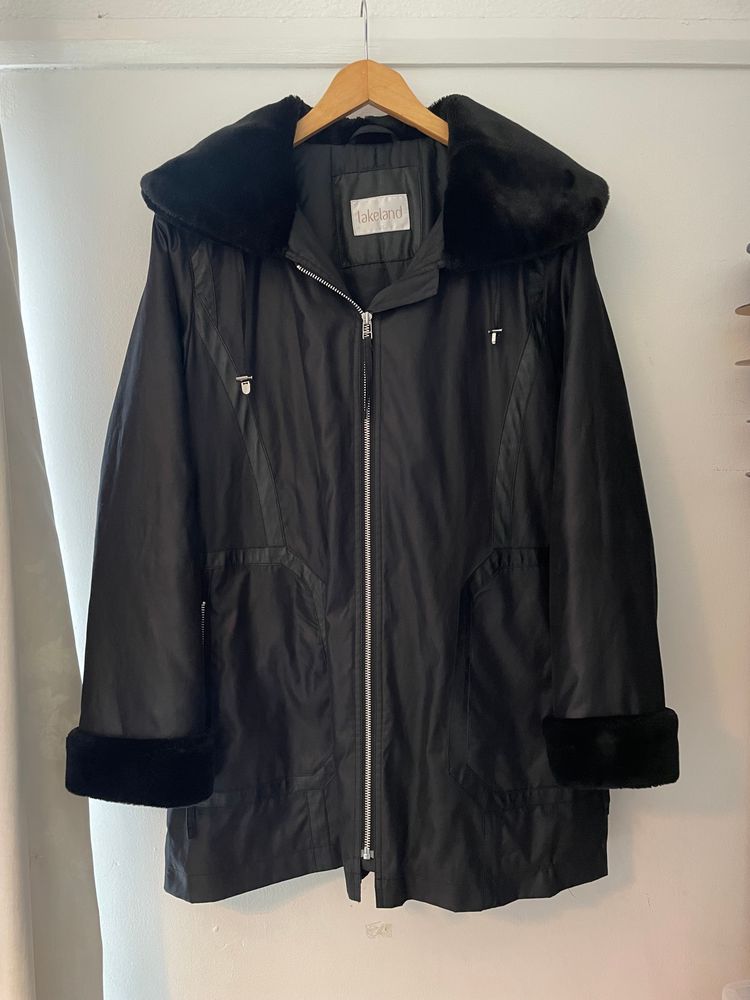Lakeland Leather Lakeland Black Coat With Faux Fur Collar And Cuffs product image