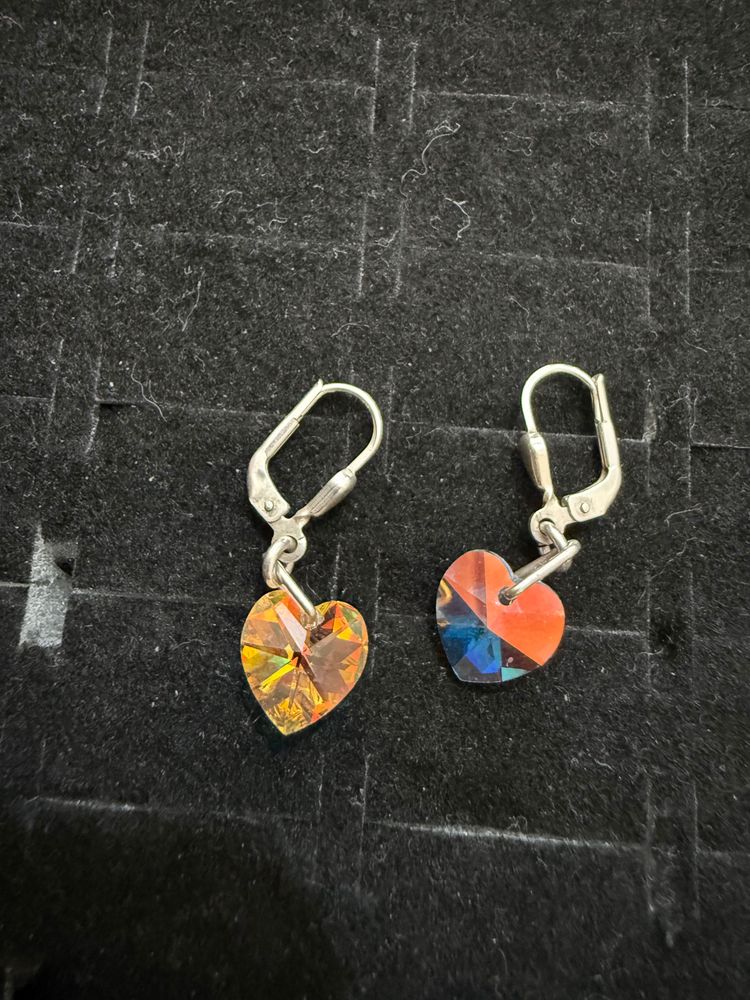 Heart-Shaped Crystal Earrings
