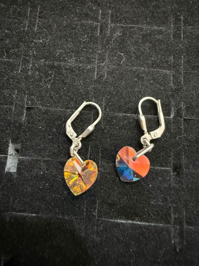 Heart-Shaped Crystal Earrings