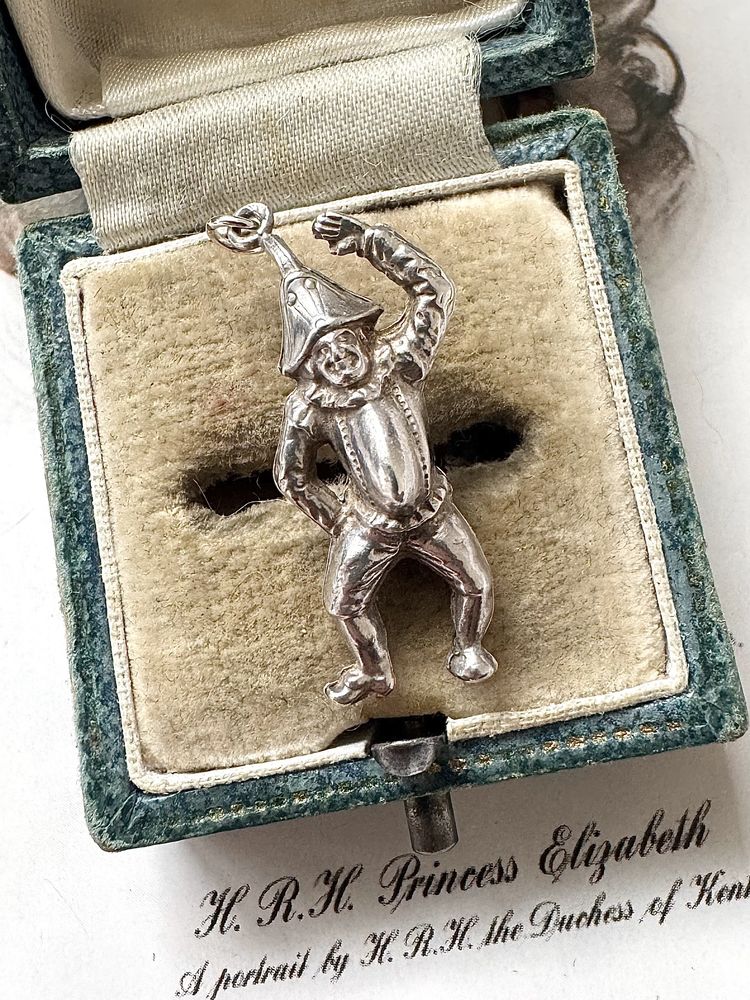 Vintage Solid Sterling Silver Dancing Court Jester Charm 
