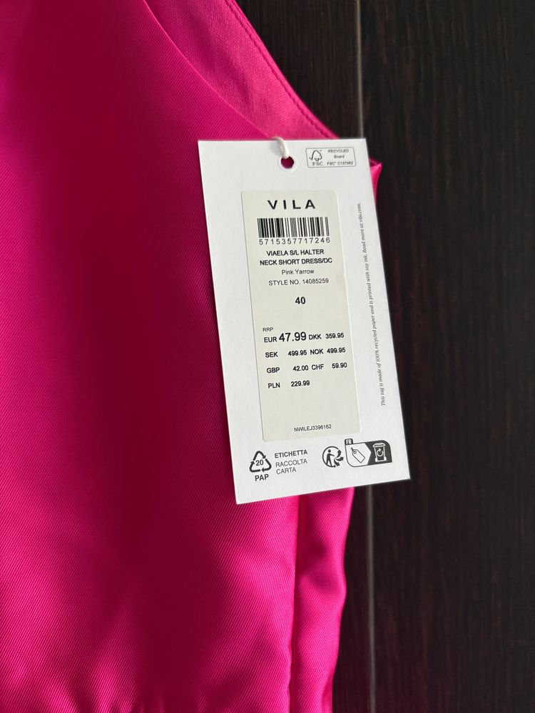 Nowa różowa rozkloszowana sukienka vila rozmia40r  4