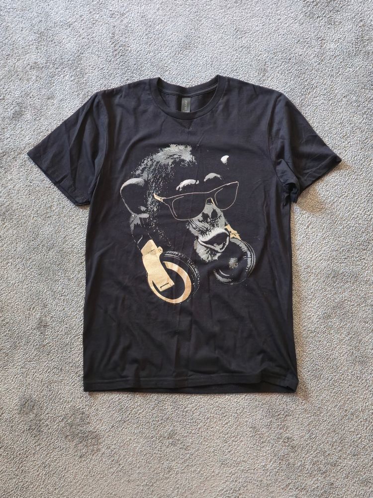Gildan Black Graphic T-Shirt With Monkey Print