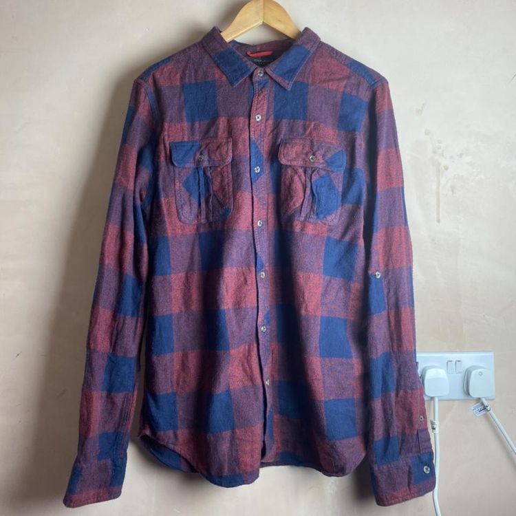 Other Vintage Red and blue checkered flannel shirt with double pockets product image