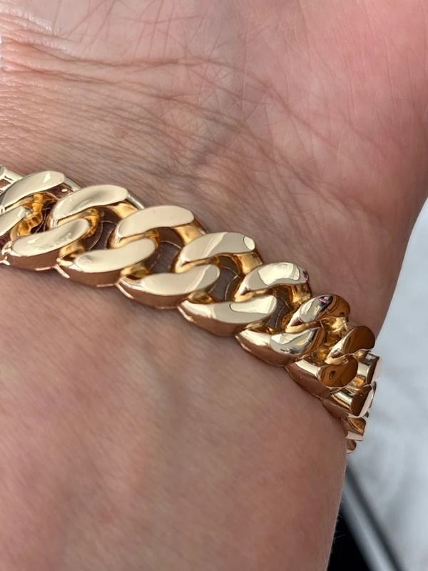 Gold-Tone Chain Link Bracelet With Rhinestones obraz 3