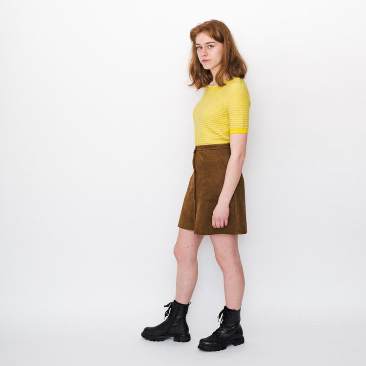 Vintage 90s stretchy cute short-sleeve top in yellow image 3