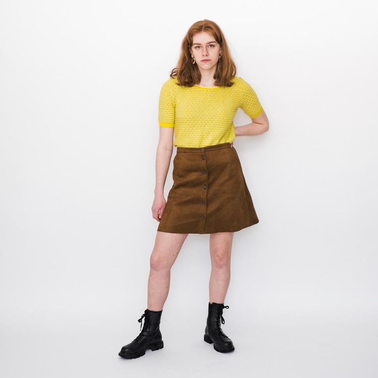 Vintage 90s stretchy cute short-sleeve top in yellow image 4